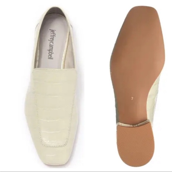 JEFFREY CAMPBELL Cream Embossed Croc Loafers - Picture 2 of 10